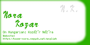 nora kozar business card